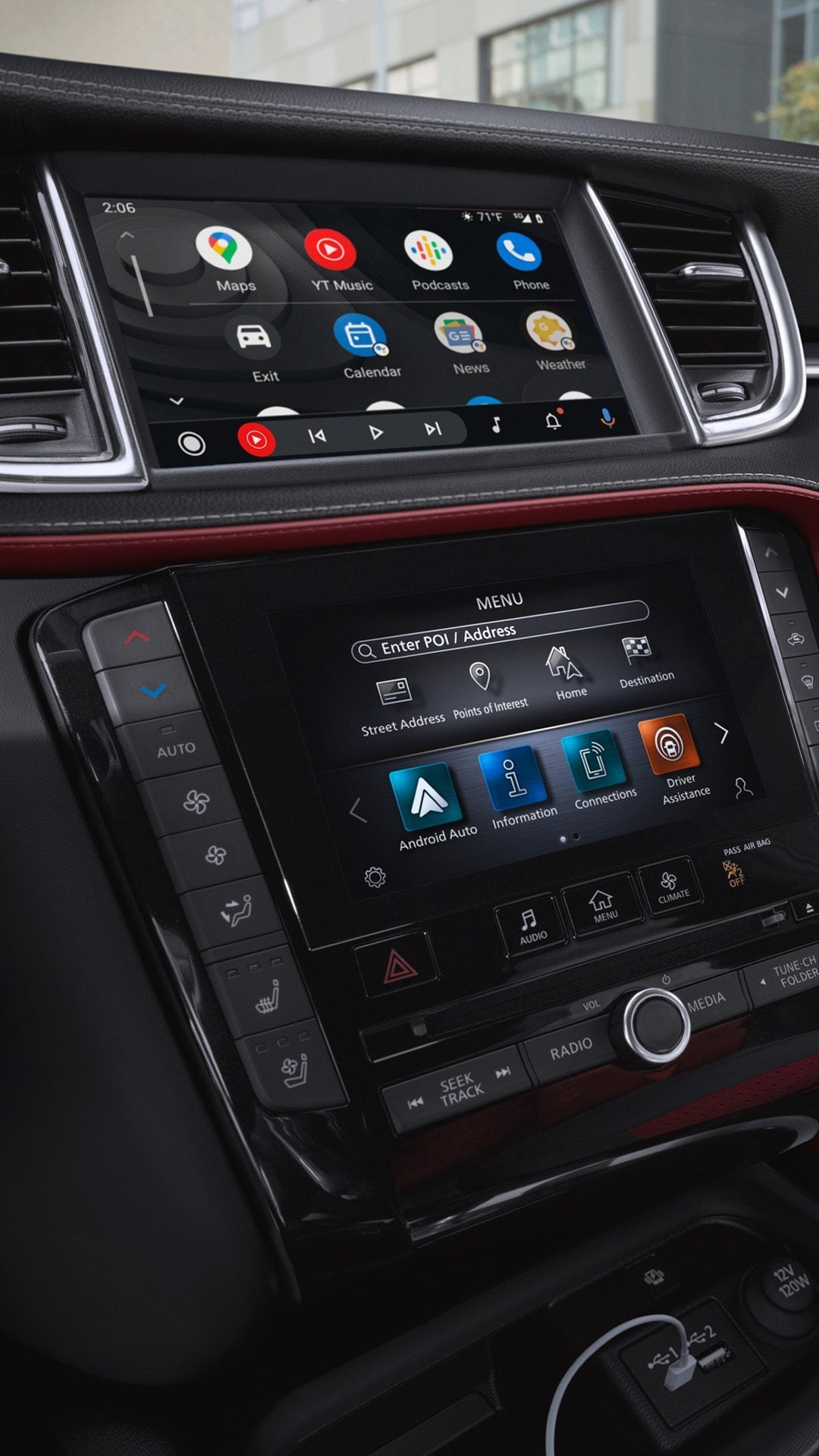 Sistema InTouch de pantalla táctil dual INFINITI QX50 2025 con Apple CarPlay y Android Auto